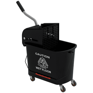 HOMCOM Compact Mop Bucket with Wringer on Wheels 5 Gallon, Black
