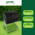 thumbnail image 3 of FCMP Outdoor 37 Gallon Single Chamber Roto Tumbling Garden Composting Bin, Black, 3 of 6