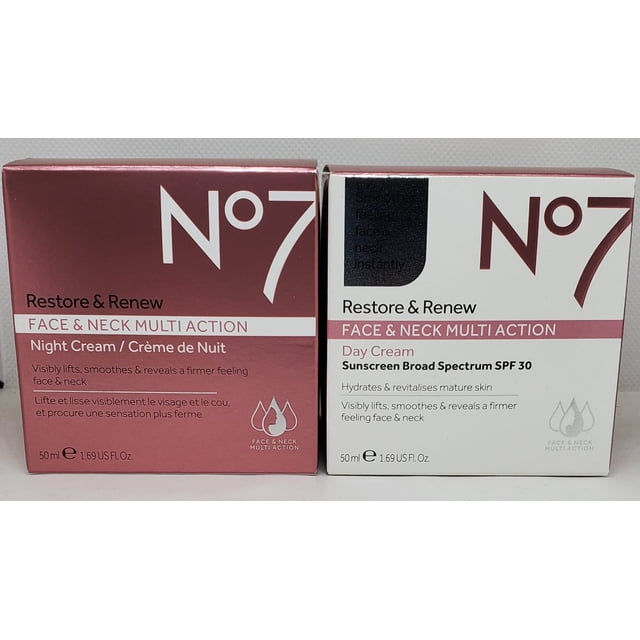 No7 Restore & Renew Visage et Cou Multi-Action Crèmes Jour/nuit 2 x 50 ml
