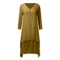 thumbnail image 4 of XDZJLR Robes pour Femmes Formelles Dames Deux Grandes Évasées Lin Ample à Manches Longues Robe en Lin, 4 of 5