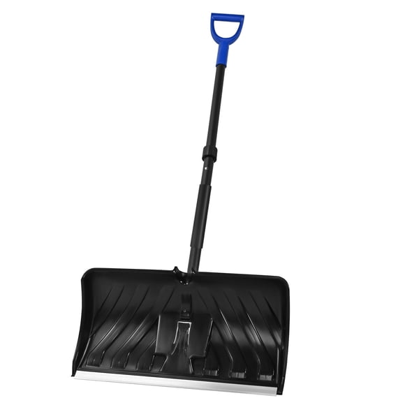 2-in-1 Snow Pusher & Ice Chopper, 55.5" Ergonomic Long Handle Snow Shovel with Heavy Duty Steel Pole, Detachable Ice Chipper Tool for Driveway Sidewalk Path