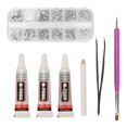 thumbnail image 2 of Kit de Colle Strass, Kit de Colle Strass à Ongles Coupe Multi Facettes pour la Fabrication de Bijoux Blanc, 2 of 7