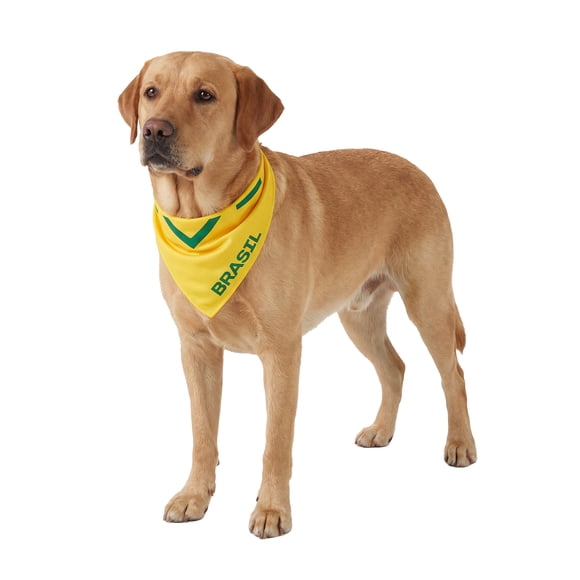 One Paw, 2-Pack Soccer Bandana Set for Pets, Team Brazil, Lightweight, Yellow, for Dogs and Cats