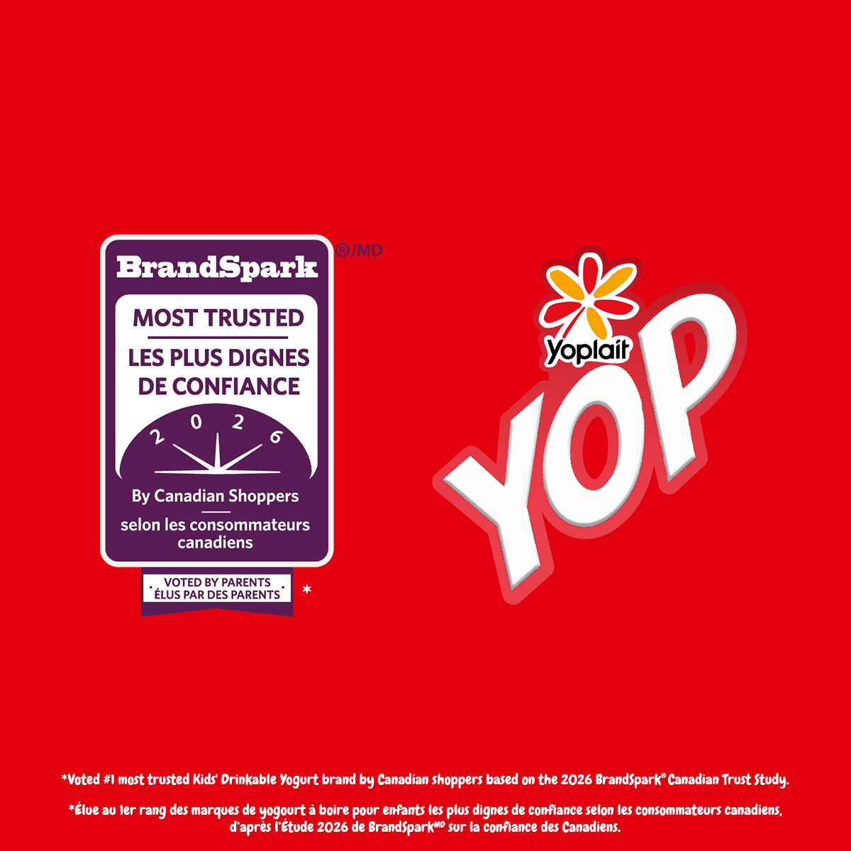 Yogourt à boire Yoplait Yop 1 %, pêche, boisson au yogourt, 200 mL