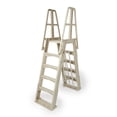 thumbnail image 1 of Vinyl Works A Frame Above Ground Pool Ladder Steps w/ Slide Lock Barrier, Taupe, 1 of 10