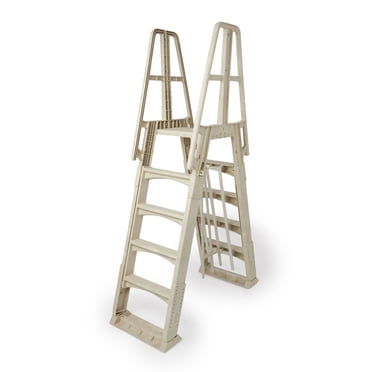 Vinyl Works A Frame Above Ground Pool Ladder Steps w/ Slide Lock Barrier, Taupe