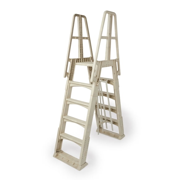 Vinyl Works A Frame Above Ground Pool Ladder Steps w/ Slide Lock Barrier, Taupe