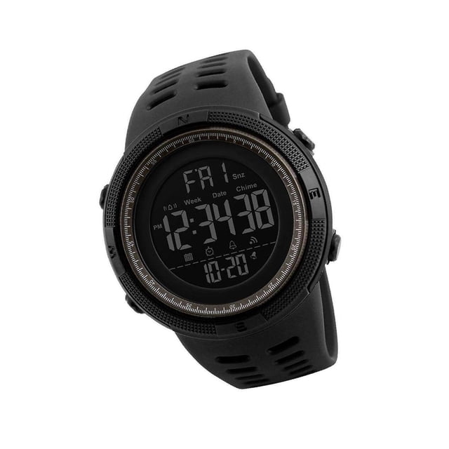 serony 1251 Mens Digital Sports Watch Waterproof Stopwatch Countdown Black Coffee