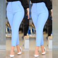 thumbnail image 1 of Lroveb Pantalon Habillé pour Femmes Taille Haute Fuselé Pantalon Décontracté Mode pour Femmes Coupe Ajustée Pantalon Moulant Bleu, 1 of 4