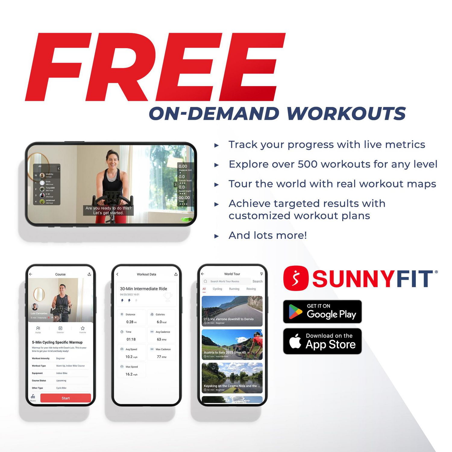 Sunny Health & Fitness TRYDEN Premium Connected Cycle Bike with 16-Level Electromagnetic Resistance, Digital LCD Dial & Exclusive SunnyFit® App Enhanced Bluetooth Connectivity - SF-B122049