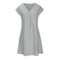 thumbnail image 3 of Robes pour Femmes 2024 Été Surdimensionnée Col en V Décontractée à Boutons Manches Courtes Robe Mini Rabais de 50 % Liquidation!, 3 of 5