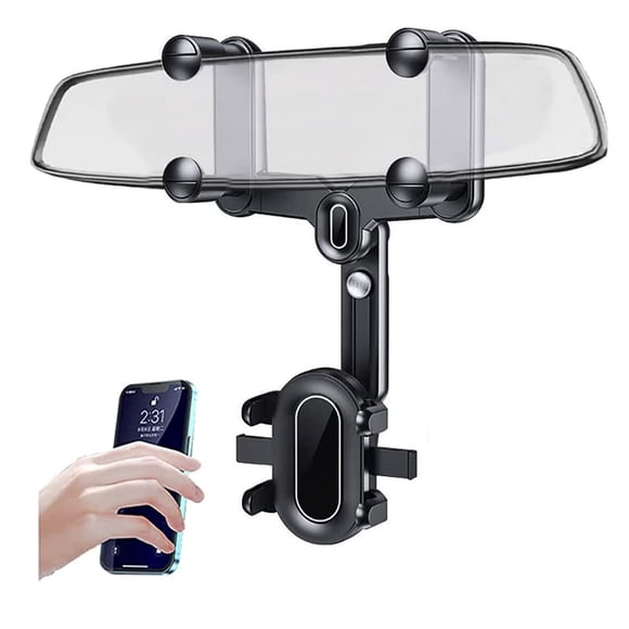 HLONK 360° Car Phone Holder Rotatable And Retractable Rearview Mirror Mount for Cell Phone GPS