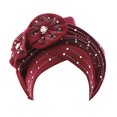 thumbnail image 2 of Fashion Women Beading Braid Hat Muslim Ruffle Cancer Wrap Cap Sleep Caps Satin Lined Hair Bonnets, 2 of 2