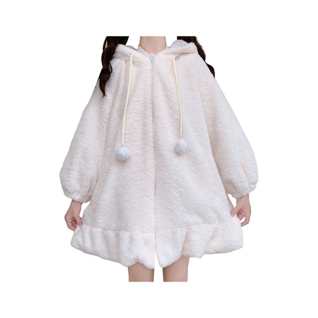 Faithtur Femmes Bunny Hoodie, Adultes Sweat à Manches Longues Floue