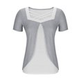 thumbnail image 4 of Timegard Hauts d'Été pour Femmes Grande Taille Col Carré Croisé Manches Courtes Décontracté Confortable Blouse, 4 of 6