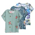 thumbnail image 3 of Coofit Ensemble de Pyjama pour Femmes 2 Pcs, Pyjama de Nuit à Manches Courtes à Motif Floral, Haut d'Été avec Pantalon, 3 of 6