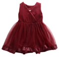 thumbnail image 1 of Kmbangi Robe Princesse en Tulle pour Filles Couleur Unie Col en V Nœud Robe de Soirée, 1 of 7