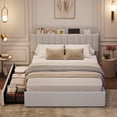 thumbnail image 2 of PIONEERWORKS Queen Bed Frame with Storage Headboard, Boucle Upholstered Platform Bed with Bookcase & 2 Drawers, No Box Spring Needed, Easy Assembly, Grey, 2 of 7