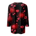thumbnail image 4 of Hot Sale!! Hauts de la Saint-Valentin à Manches 3/4 pour Femmes Grande Taille Tunique à Col Rond Tenues Douces pour la Saint-Valentin Rouge + TTG, 4 of 4