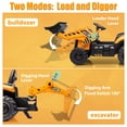 thumbnail image 4 of 12V Kids Ride on Excavator Digger Toy Cars, JCB Battery Powered Electric Tractor with Remote Control, Ride on Construction Truck w/Adjustable Front/ Back Loader and Shovel for 3-6 Boys Girls, Yellow, 4 of 8