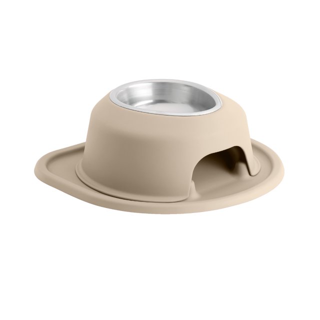 WeatherTech Système d'Alimentation pour Animaux de Compagnie Simple Hauteur 4 Pouces - Acier Inoxydable - Beige