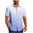 thumbnail image 1 of Pisexur Shirts for Man T Hommes Mode Décontractée Col Rabattu Impression Dégradée Chemise à Manches Courtes Blouse Bleue, m Chemises de Golf Hommes & Chemises Hommes, 1 of 7