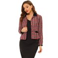 thumbnail image 1 of INSPIRE CHIC Blazer en Tweed à Carreaux Élégant pour Femme en Velours à Col TG Rouge, 1 of 6