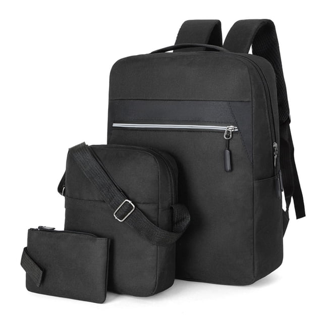 Fashion Three-piece Backpack Backpack Male Business Usb Charging Laptop Bag High-capacity Students Bag