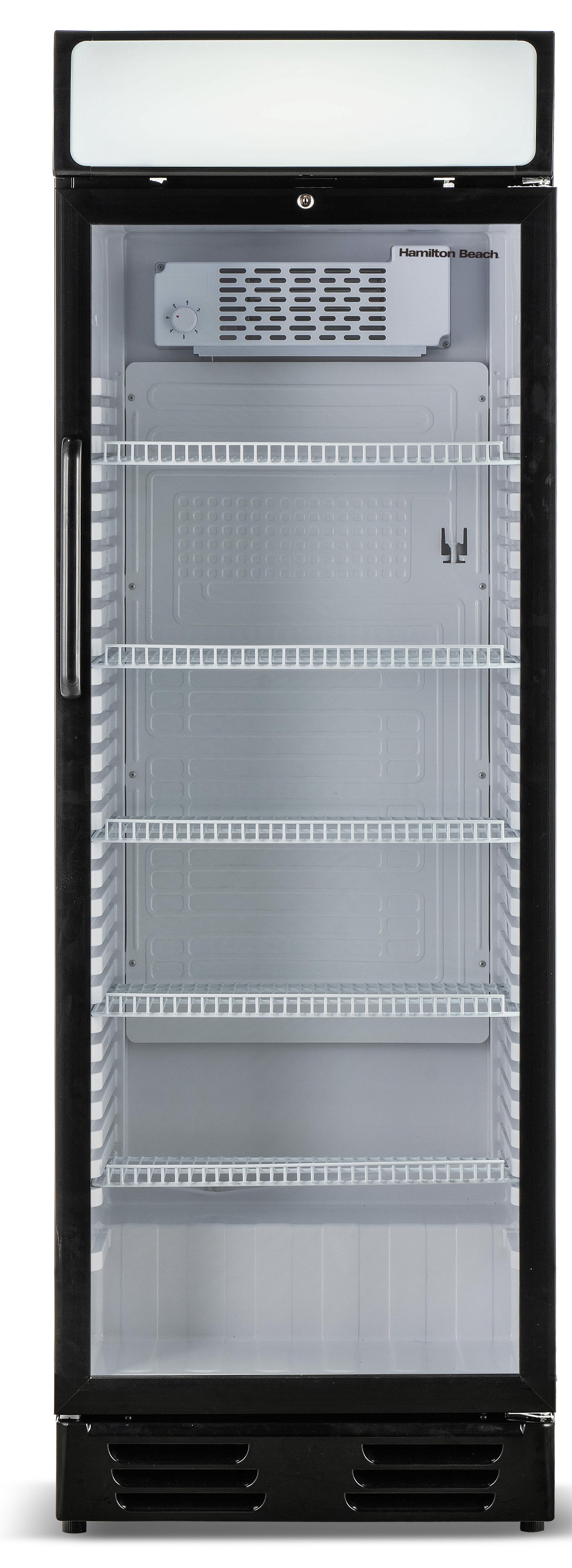 Hamilton Beach 12.5 Cu. ft. Commercial Beverage Refrigerator, 355L Glass Door Display Fridge with Lock, Black