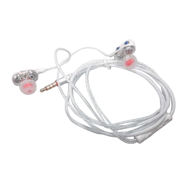 Écouteurs Stéréo Intra-Auriculaires avec Microphone et Micro Blancs