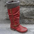 thumbnail image 3 of B91xZ Bottes de Mode Femmes Automne Tube Long Fermeture Éclair Chaussures à Talons Bas Bottes Bottes Pointues Bottes Cavalières, Rouge 9, 3 of 4