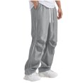 thumbnail image 2 of Weiqiqre Mens Cargo Pants Colorblock Drawstring Waisted Waisted Wide Leg Loose Track Pants, 2 of 6