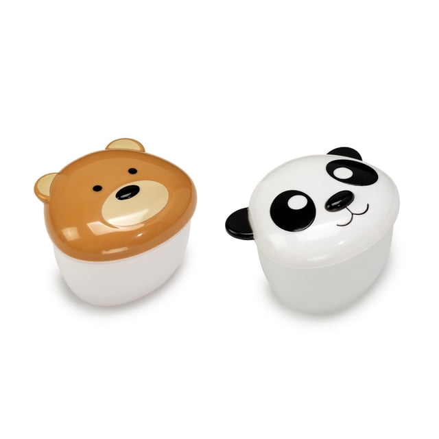 melii Contenant à Collation pour Animaux, Lot de 2 pour Tout-Petits, Enfants et Adultes, avec Ours Brun et panda Blanc, Hermétique, Contenants à Collation en Plastique Étanches avec Visages d'Animaux Ludiques, Idéal pour l'Entreposage des Aliments pour Bébé, les Voyages et les Collations en Déplacement, Va au Lave-Vaisselle.