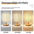 thumbnail image 3 of TopLLC Table Lamp For Bedroom 3 Way Dimmable Nightstand Lamp With Round Flaxen Fabric Shade For Living Room Office Dorm, Solid Wood, LED Bulb Included, 3 of 7