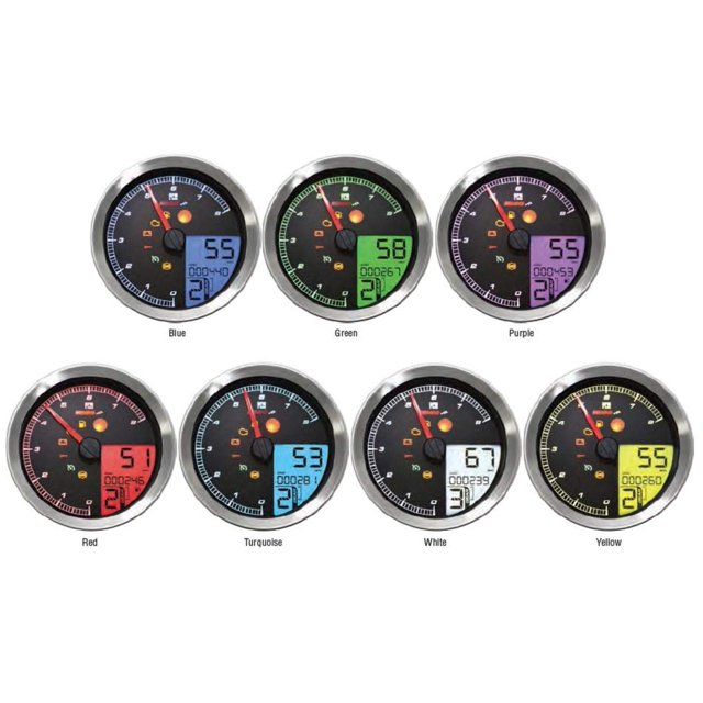 KOSO Jauge HD-04 (3-3/8 Po) (Argent) Compatible avec 07-11 Harley FXDB3