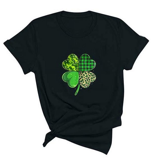 T-shirts de la Saint-Patrick pour Femmes Mode Saint-Patrick Imprimé Col Rond Manches Courtes T-Shirt Décontracté Haut Saint-Patrick