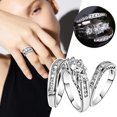 thumbnail image 4 of Kcodviy Women's Sparkling Set Zirconia Wedding Ring Set for Women Ring Promise Ring Set Cute Rings Zirconia Ring Engagement Ring Stacking Rings Jewelry Three Piece Set, 4 of 8