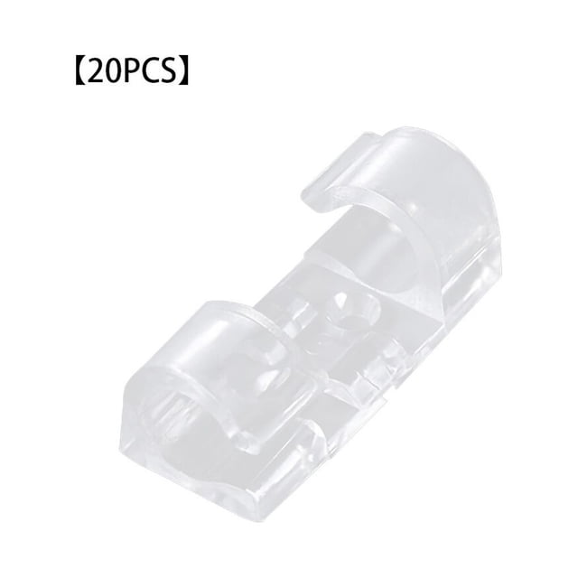 Maoww Cable Organizer Buckle Home Office Tabletop Wall Mounted Adhesive Cable Wire Fixing Clip, Transparent, 20pcs