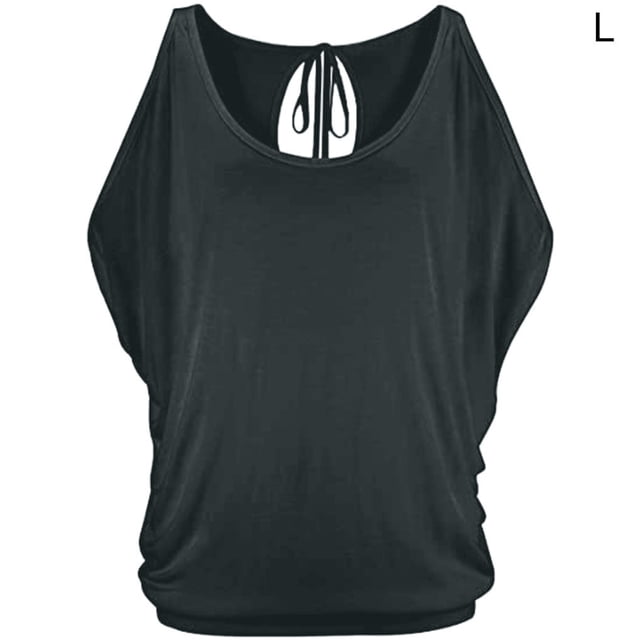 QualitChoice Hauts à Épaules Dénudées Col Rond Manches Courtes Chemise Ample Blouse d'Été Gris G