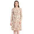 thumbnail image 1 of INSPIRE CHIC Robe Midi à Manches Longues Évasée à Col en V à Imprimé Floral pour Femme, 1 of 5