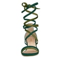 thumbnail image 2 of BLISSFUL STEP Women's Open Toe Color Block Lace Up Heel Sandals, 2 of 6