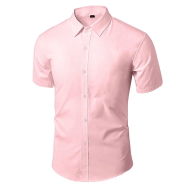 AherBiu T-Shirts à Boutons pour Hommes Manches Courtes Col à Revers T-Shirts pour Hommes Chemise de Travail Décontractée pour Hommes Couleur Unie