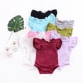 thumbnail image 3 of New Infant Baby Girl Basic Ruffle Short Sleeve Cotton Romper Bodysuit Tops Clothes 0-24 M, 3 of 5