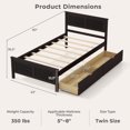 thumbnail image 2 of Gymax Twin Size Wooden Bed Frame with 2 Storage Drawers & Under-bed Storage Espresso, 2 of 10