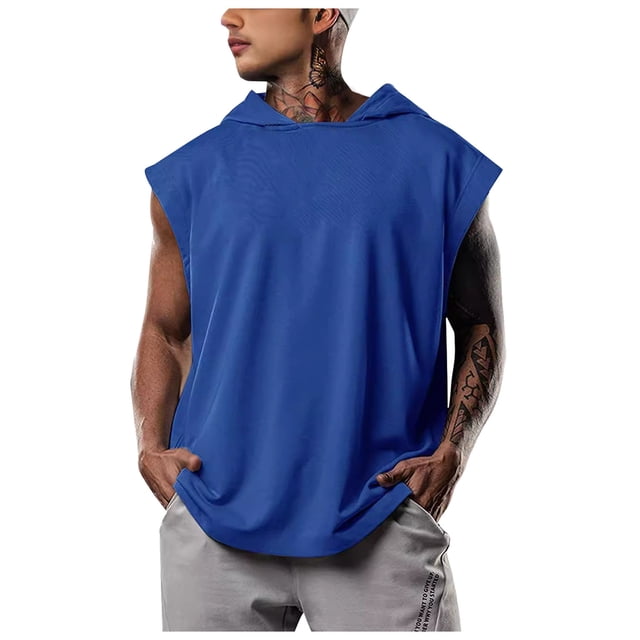 Timegard Tank Tops Men Sleeveless Hoodies Pullover Solid Color Casual Loose Workout Tee Shirts Summer