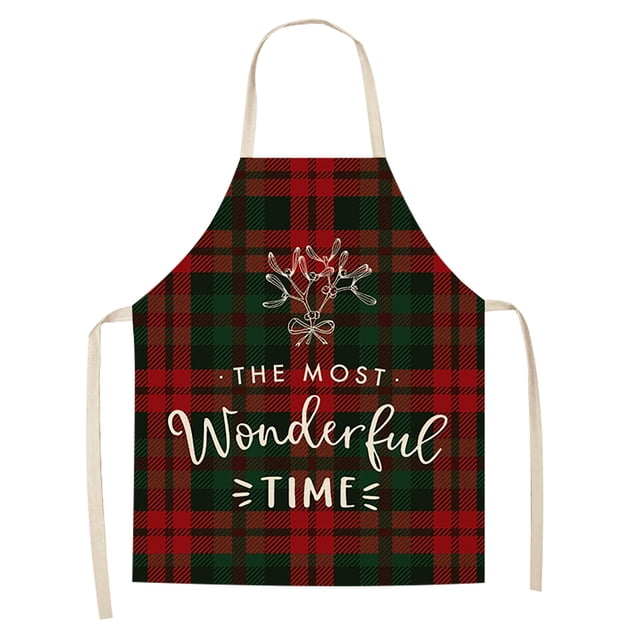 1Pc Parent Adult the Family Kitchen Christmas Print Linen Family Aprons