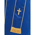 thumbnail image 4 of Moggemol Robe d'Église pour Hommes avec Étole Costume de Prêtre Jeu de Rôle Manches Longues Croix Dorée Manches Courtes Bleu Royal TG, 4 of 6