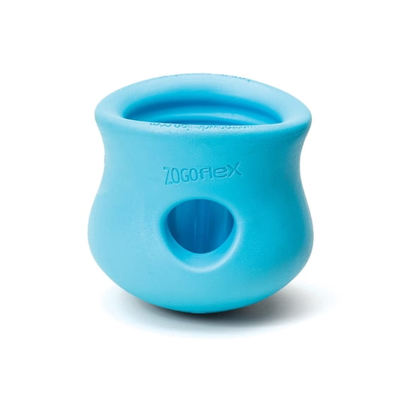 WEST PAW Zogoflex Toppl Treat Dispensing Dog Toy Puzzle - Interactive Chew Toys for Dogs - Dog Toy for Moderate Chewers Fetch Catch - Holds Kibble Treats X-Large Aqua Blue