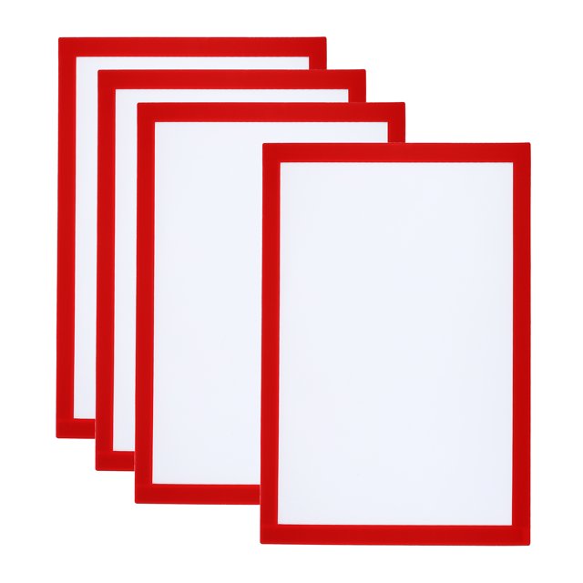 Unique Bargains A4 Magnetic Sign Holder, 4 Pack Magnetic Display Frame Self-Adhesive Picture Frame for Refrigerator, Red