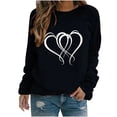 thumbnail image 2 of Meichang T-Shirts Mignons de la Saint-Valentin pour Femmes, T-Shirts Graphiques Mignons avec Cœur, Manches Longues, Col Rond, Hauts Mignons, Coupe Ample, Chandail Molletonné à Enfiler pour les Fêtes, 2 of 3